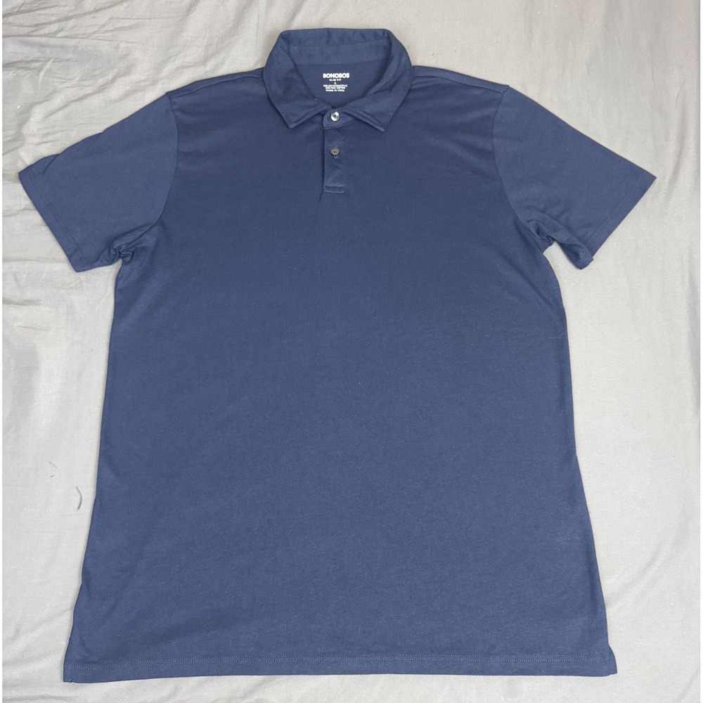 Bonobos Slim Fit Dark Navy Blue Pima Cotton Drytex Polo Shirt Mens Large